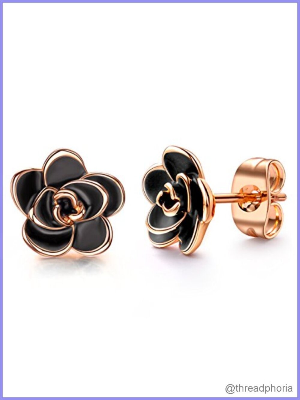 Rose Flower Stud Earrings Hypoallergenic 18K Gold Plated Nickel Free